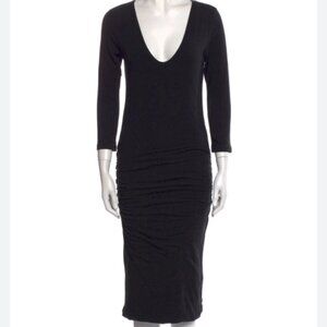 James Perse ruched v-neck dress in plum color